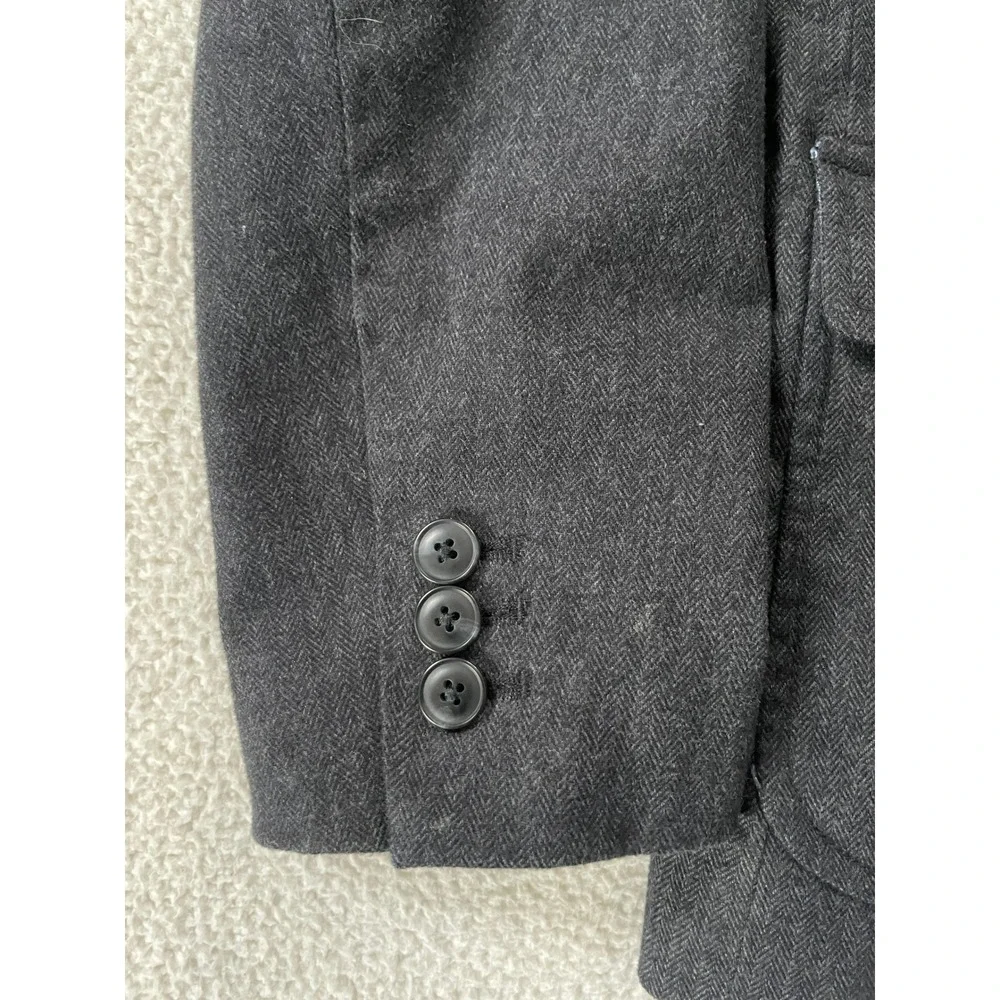 Gap Mens Extra Small‎ Blazer Charcoal Tonal Herringbone Cotton Blend Jacket